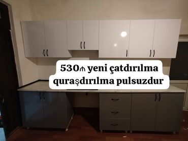 alcipan olcusu: *Yeni Mətbəx mebeli 530₼* Ölçü 2.80 rəng seçimi var çatdırılma