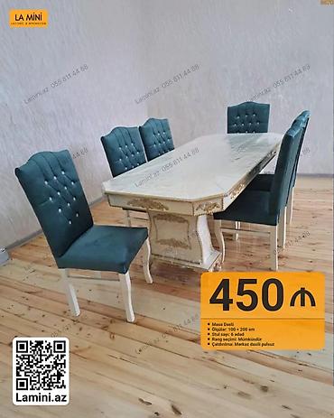 Mebel: Masa dəsti - Ölçülər: 100 × 200 sm - Stul sayı: 6 ədəd - Rəng seçimi — 1