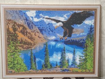географическая карта мира: Картинка собранная из алмазная мозайка. Размер 40×30