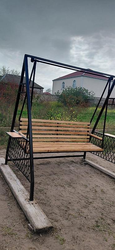 taxta yelləncək: Metall karkaslı bağ yelləncəyi - Konstruksiya: üçbucaq formalı möhkəm — 3