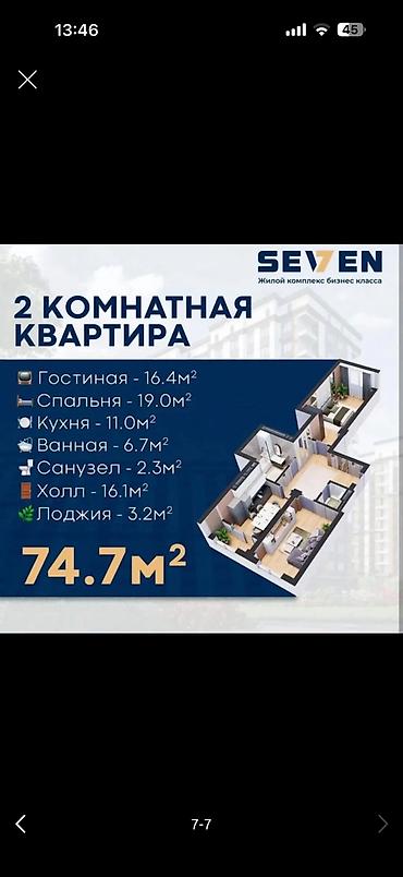 7 1: 2 комнаты, 74 м², Технопарк Элитка, 8 этаж, ПСО (под самоотделку) — 2