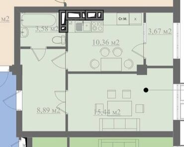 сдается квартира в рабочем городке: 1 бөлмө, 42 кв. м, Элитка, 2 кабат, ПСО (өзү оңдоп түзөтүп бүтүү үчүн)
