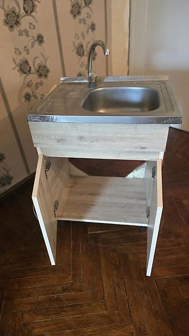 tek oturacaq: Mətbəx lavabo dolabı – paslanmayan polad lavabo və qarışdırıcı kranla — 3