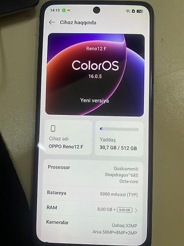 16 sadə: Oppo Reno 12 F, 512 GB, İki sim kartlı — 1