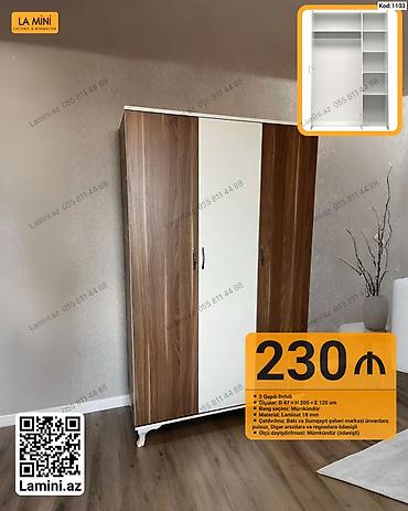 Mebel: LA MINI 3 qapılı dolab - Ölçülər: D 47 × H 200 × E 120 sm - Rəng — 1