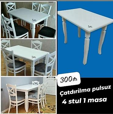 Ev və bağ: Mətbəx üçün, Yeni, Açılmayan, Dördbucaq masa, 4 stul — 4