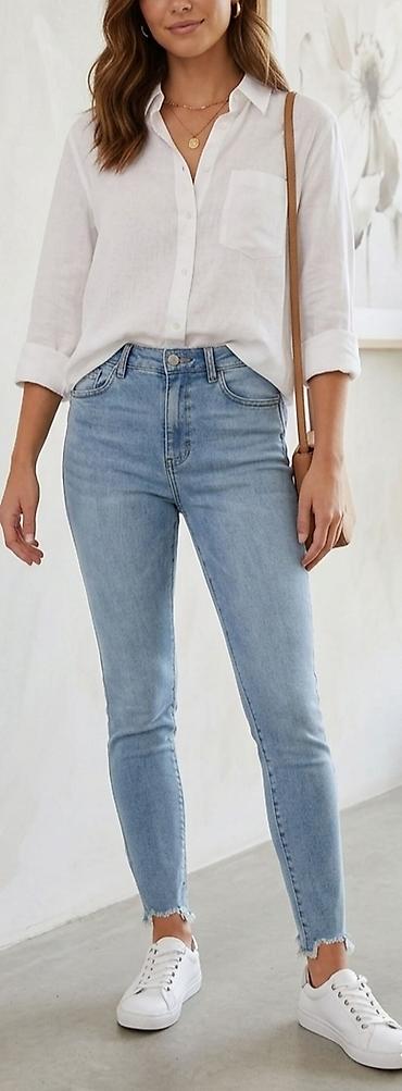 tulum cins: Qadınlar üçün şalvar – yuyuntu effektli dar kəsim cins - Model — 5
