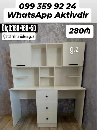 dekor masa: Ağ rəngli funksional iş/stolüstü kitab rəfi kombinasiyası — 1