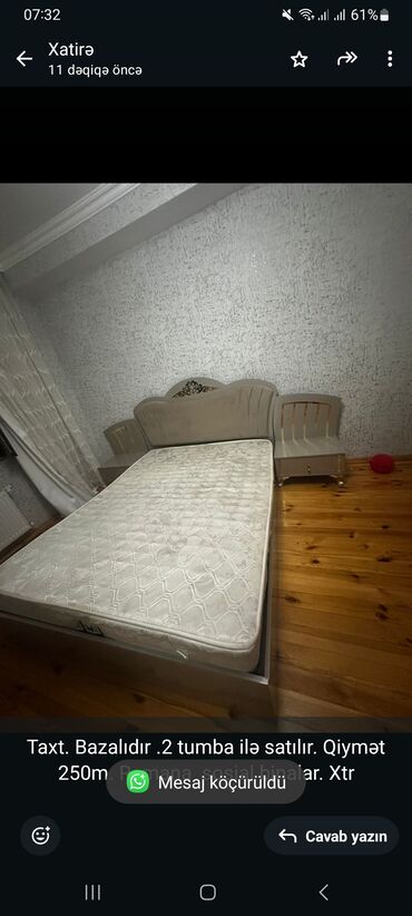 Divanlar: Taxt. Bazalıdır .2 tumba ilə satılır. Qiymət 250m. Ramana sosial