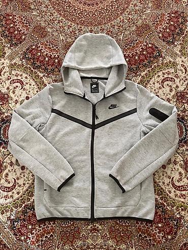 Серая мужская худи/толстовка на молнии Nike Tech Fleece. - Материал