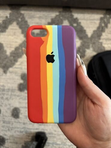 чехол iphone se: Məhsul: iPhone üçün rəngli silikon qoruyucu qab - Dizayn: Göy qurşağı