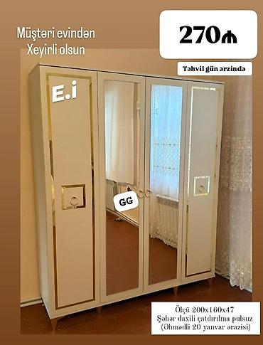 Dördkapılı aynalı qarderob şkaf - Ölçü: 200 × 160 × 47 sm - Rəng: ağ lalafo.az -da Dördkapılı aynalı qarderob şkaf - Ölçü: 200 × 160 × 47 sm - Rəng: ağ