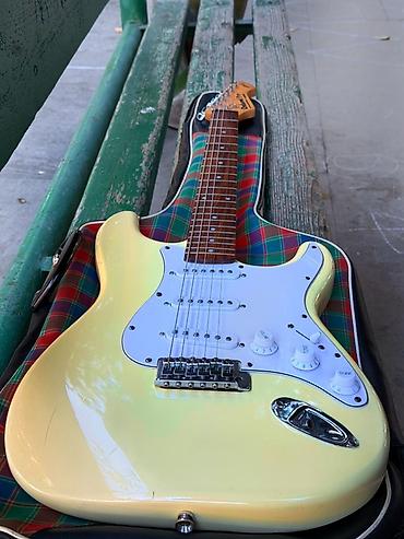gitara elektro: Rockwood Pro by Hohner elektrik gitara – Strat tipli korpus, krem/sarı — 3