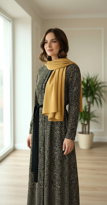 Повседневные платья: Повседневное платье, Турция, Осень-весна, Длинная модель, Вискоза, L — 1