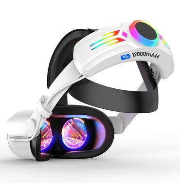 Video oyunlar üçün aksesuarlar: Meta quest 3 / 3s 12000mah RGB baş kəməri Meta quest 3 və Meta quest