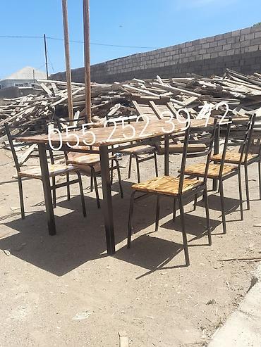 Bağ, çöl masa və oturacaq dəstləri: Yeni, Kvadrat masa, 6 stul, Açılmayan, Stullar ilə, Taxta, Azərbaycan — 3