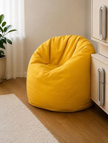 puf kreslo: Sarı rəngli puf kreslo (bean bag) - Yumşaq, bədənə uyğunlaşan forması — 1