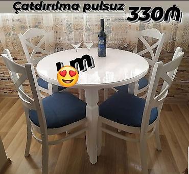 kunc divan deri: Mətbəx üçün, Yeni, Yumru masa, 4 stul — 1