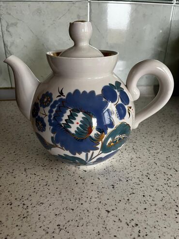 çay: Б/у, цвет - Белый, Заварочный чайник, Фарфор, 2,5 л, СССР
