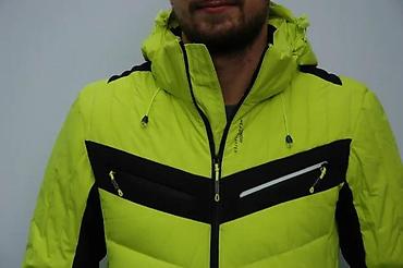 kaputi pull and bear: Muška zimska jakna – fluorescentno žuta sa crnim detaljima - Topla — 2