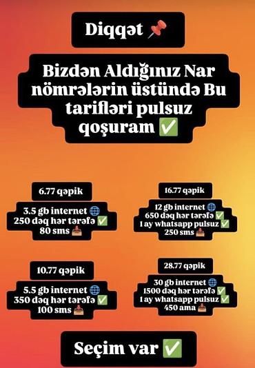 ucuz və keyfiyyətli telefonlar: Mobil operator paketləri və nömrə xidmətləri Nar-a nömrə daşınması: - — 3