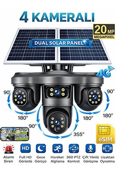 videokameralar: 4 kamerali 8 MP günəş enerjili 4G təhlükəsizlik sistemi - Dual Solar — 1