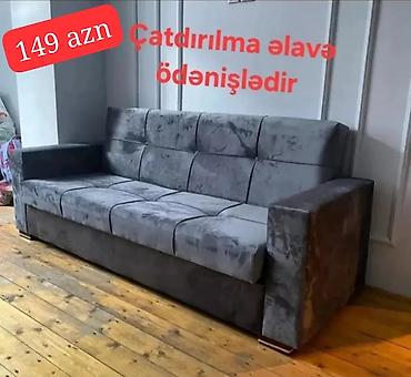 divan şəkilləri: Qonaq otağı üçün rahat 3 nəfərlik divan. - Rəng: tünd boz - Material — 1