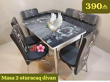 Mətbəx üçün, Yeni, Dördbucaq masa, 4 stul