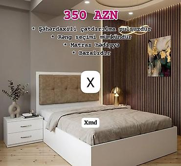 tumba satilir: 350 AZN Mebel dəsti – bazalı çarpayı və tumbanın daxil olduğu müasir — 1