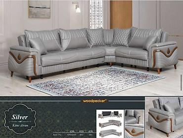 salon mebileri: Woodpecker Silver künc divan Fabrik istehsalı mebellərin topdan — 1