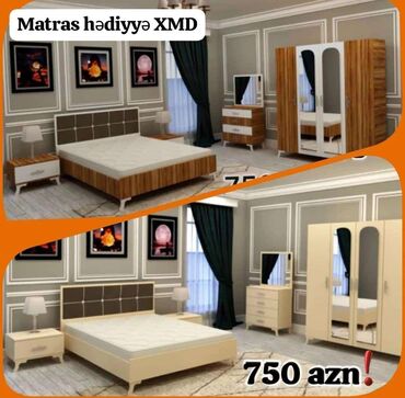 Masa və oturacaq dəstləri: İkinəfərlik çarpayı, Dolab, Termo, 2 tumba, Yeni