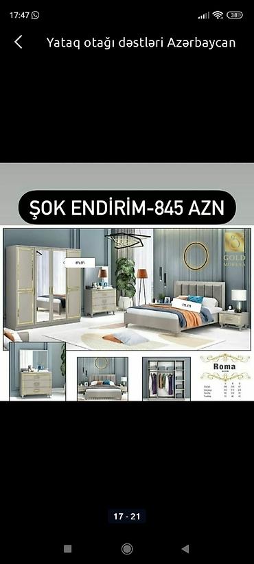 Yataq otağı dəstləri: İkinəfərlik çarpayı, 2 tumba, Azərbaycan, Yeni — 27