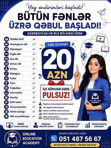 evdə online iş: Repetitor, Riyaziyyat, Azərbaycan dili, İmtahanlara hazırlıq — 1