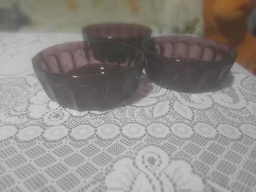 Bənövşəyi rəngli şüşə qablar dəsti – 3 ədəd - Material: qalın şüşə -