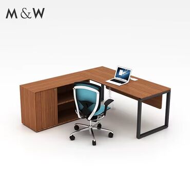 белый офисный стол: M&W L formalı iş masasının dəsti - Dizayn: Minimalist L formalı