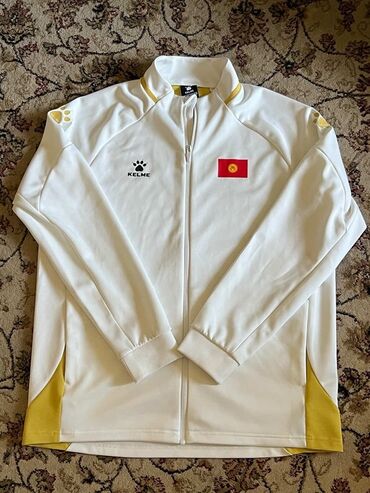 аренда русского народного костюма: Спортивная куртка-кофта Kelme на молнии - Цвет: белый с жёлтыми