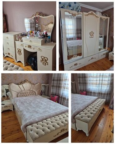 продажа офисной мебели бу: Двуспальная кровать, Шкаф, Трюмо, 2 тумбы, Б/у