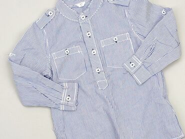 biała bluzka koronkowa z długim rękawem: Koszula 3-4 lat, stan - Idealny, wzór - W paski, kolor - Błękitny