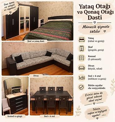 star mebel: Yataq otağı və qonaq otağı dəsti Tam təmiz və səliqəli ev əşyaları — 1