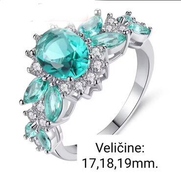 srebrne torbice svecane: Women's ring, Material: Cubic zirconia