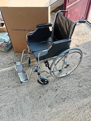 Tualet funksiyalı əlil arabası (Commode Wheelchair) - Metal xrom