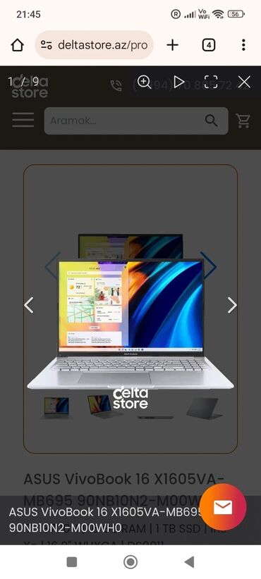 Masaüstü kompüterlər və iş stansiyaları: ASUS VivoBook 16 X1605VA-MB695 (90NB10N2-M00WH0) - Ekran: 16.0" geniş