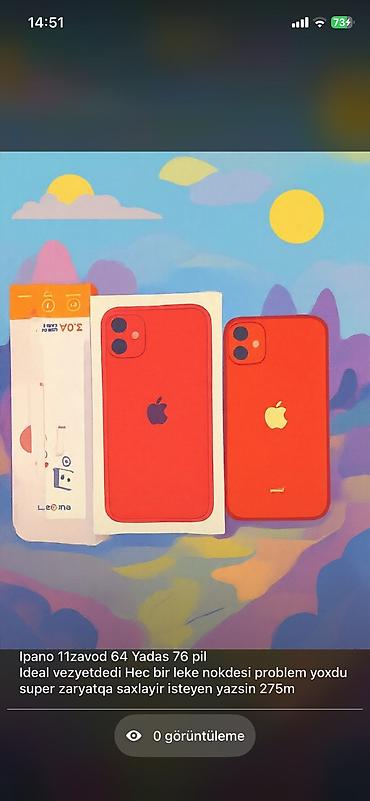 iphone xr satilir: IPhone 11, 64 GB, Qırmızı, Face ID — 4