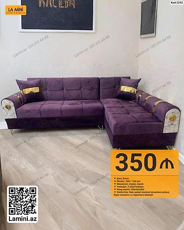 Диваны: Kod: 2243 Künc divan - Ölçülər: 260 × 160 sm - Mexanizm: açılan — 1