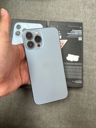 Apple iPhone: IPhone 13 Pro Max, 128 GB, Sierra Blue, Zəmanət, Face ID, Sənədlərlə