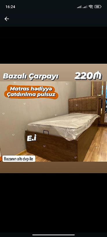tek matraslar: Yeni, Təknəfərlik çarpayı, Bazalı, Matras ilə, Siyirməsiz — 1