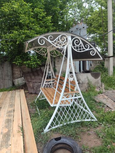 Садовые качели: Садовые качели Металл, Со спинкой, С крышей — 27