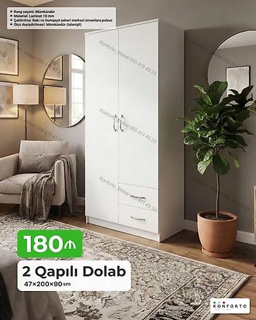 2 qapılı paltar dolabı – 47×200×90 sm - Material: 18 mm laminat -