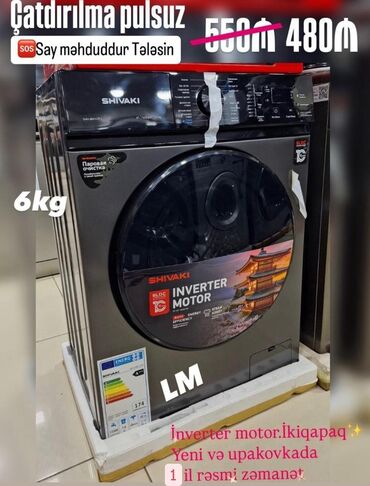 Mətbəx mebeli: Paltaryuyan maşın Shivaki, 6 kq, İşlənmiş, Avtomat, Pulsuz çatdırılma