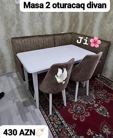 Mətbəx üçün, Yeni, Açılmayan, Dördbucaq masa, 2 stul